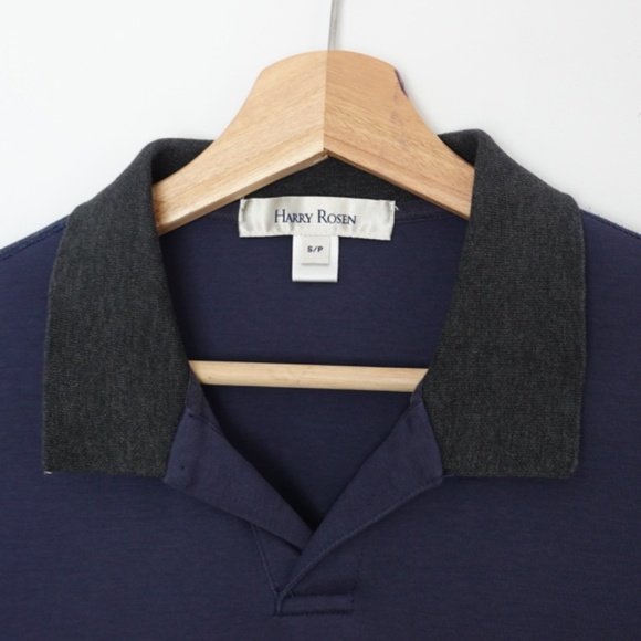 Harry Rosen Dark Blue Polo Shirt 100% Cotton Size S - Picture 2 of 6